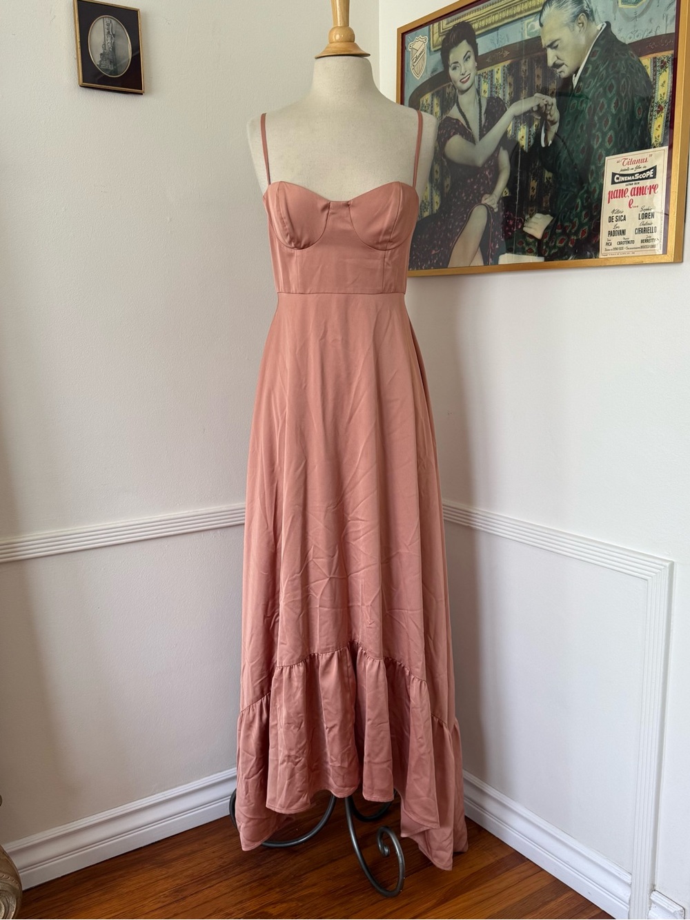 Revolve Satin Maxi Dress with Sweetheart Bodice